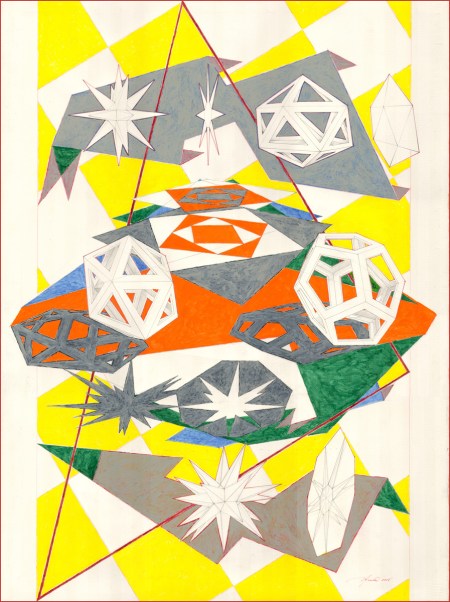 Figure 3: Figure 3 «Platonic Triangulation» by Ricardo Morin, 22’ x 30”. Body color and graphite on paper, ©2008