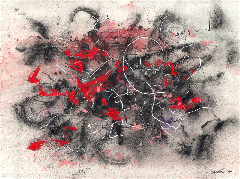 Untitled 012 by Ricardo Morín
22" x 30"
Watercolors, charcoal, oil, white-out and ink on paper
2006
